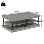 Wood Coffee Table with Storage Shelves - Black + Gray