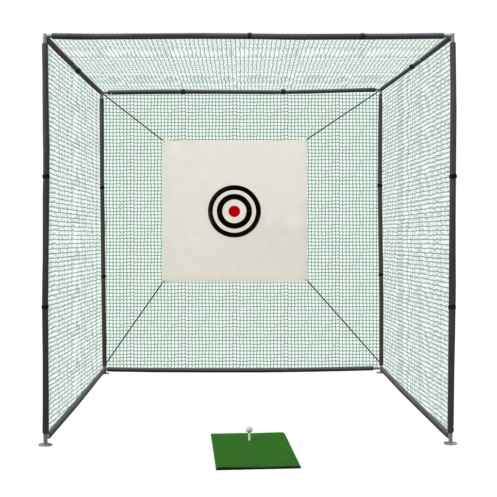 Golf Practice Net Cage with Metal Frame Hitting Net Kit - Black