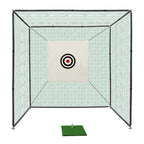 Golf Practice Net Cage with Metal Frame Hitting Net Kit - Black
