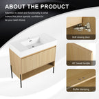 Modern Bathroom Vanity Combo with Single Resin Sink and Storage Cabinet - Light Brown