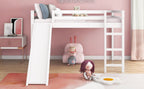 White Full Loft Bed with Slide - Multifunctional Design