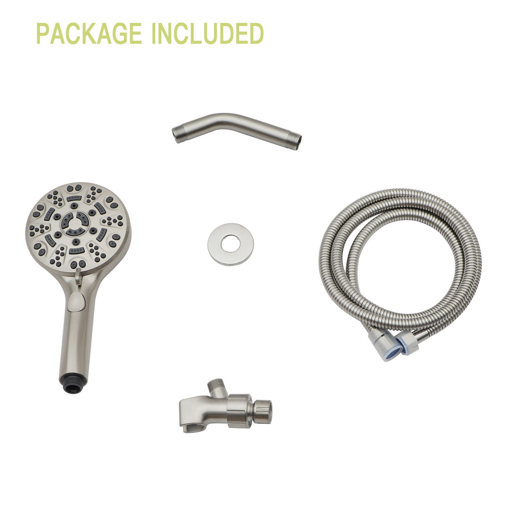 Multi Function Adjustable Hand Shower with 8 Settings - Brushed Nickel