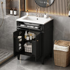 Bathroom Vanity with Solid Wood Frame and Tip Out Drawer - Black, White, Dark Green
