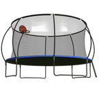 14 Ft Outdoor Trampoline with Basketball Hoop & Ladder - Black / Blue