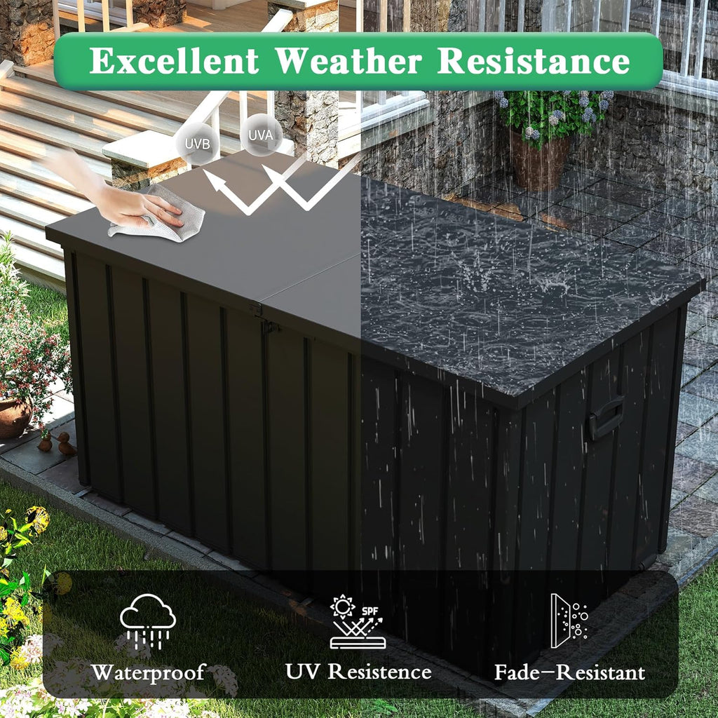 200 Gallon Metal Deck Box with Lockable Lid - Dark Gray or Brown