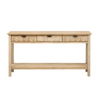 Fir Veneer Entryway Table with Honeycomb-Patterned Drawers - Natural