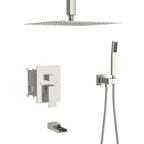 Modern Shower System with Waterfall Tub Spout - Black or Gray