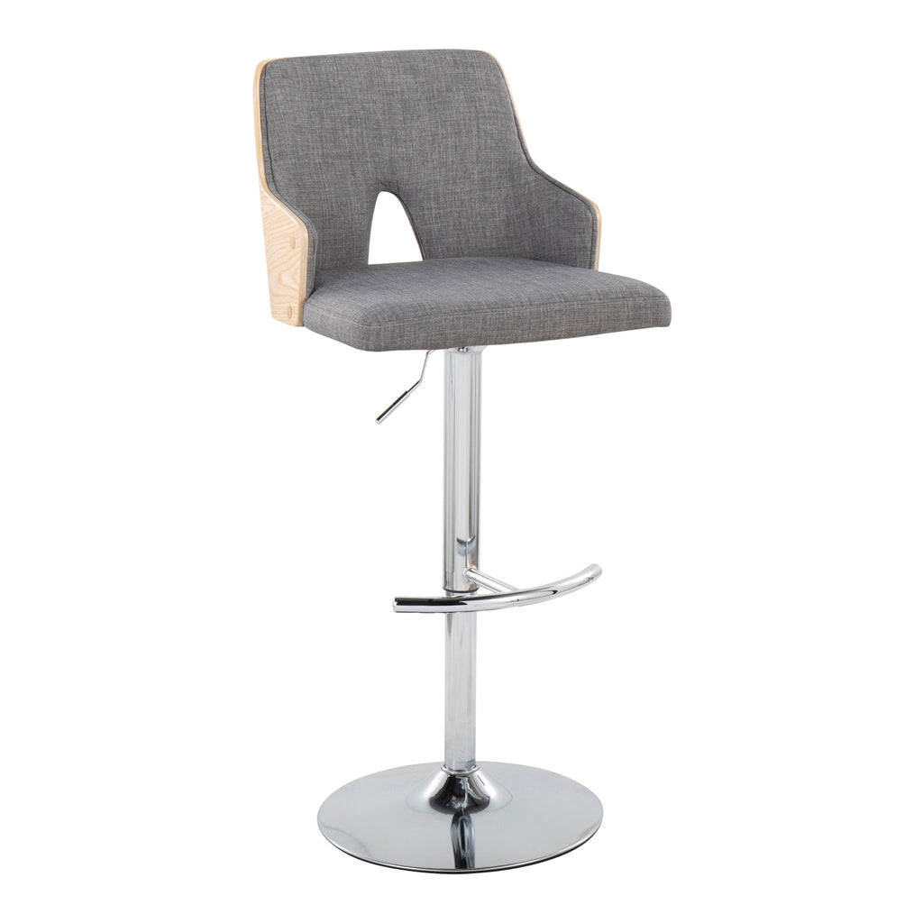 Stella Adjustable Barstool Set with Swivel & Rounded T Footrest - Dark Gray or Beige