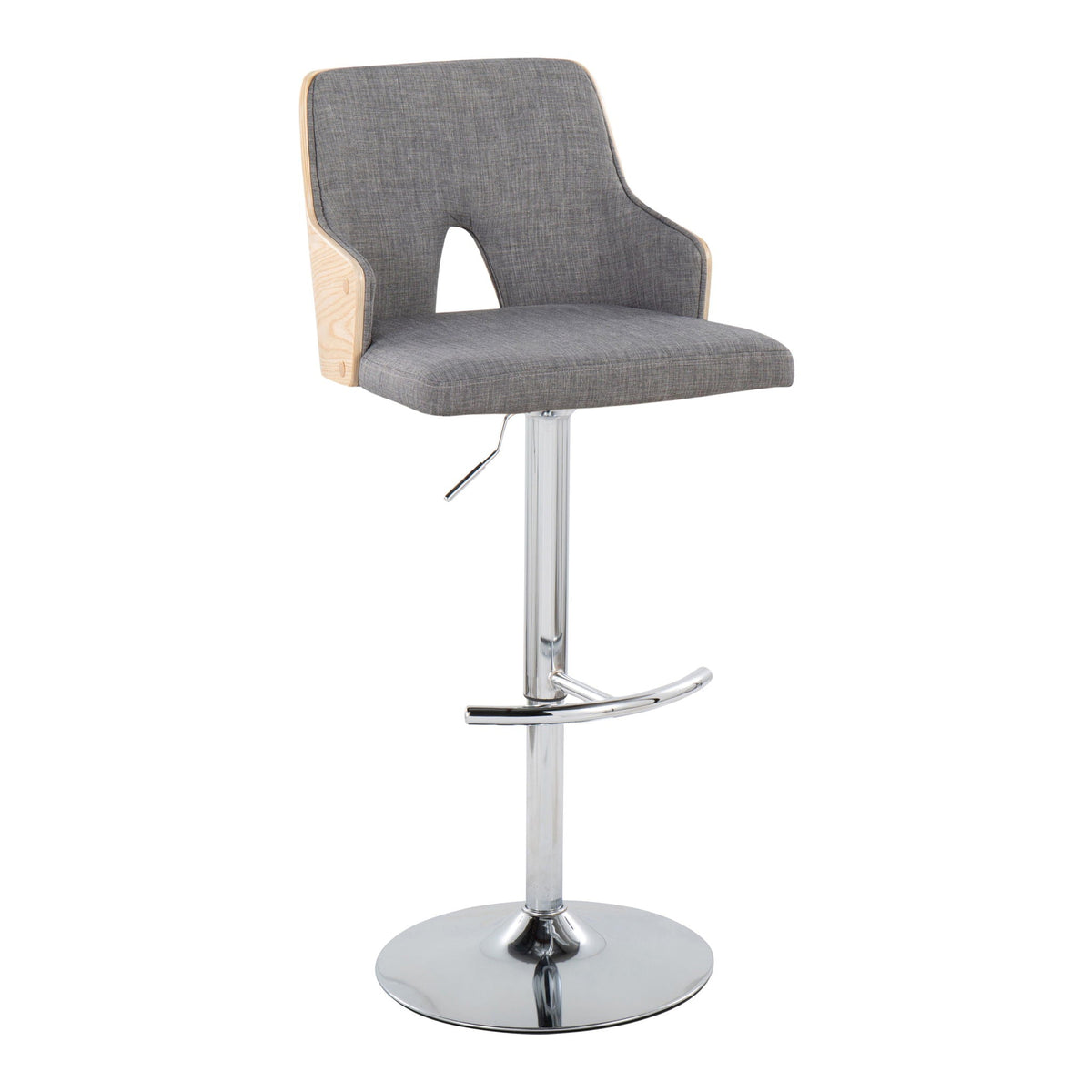 Stella Adjustable Barstool Set with Swivel & Rounded T Footrest - Dark Gray or Beige