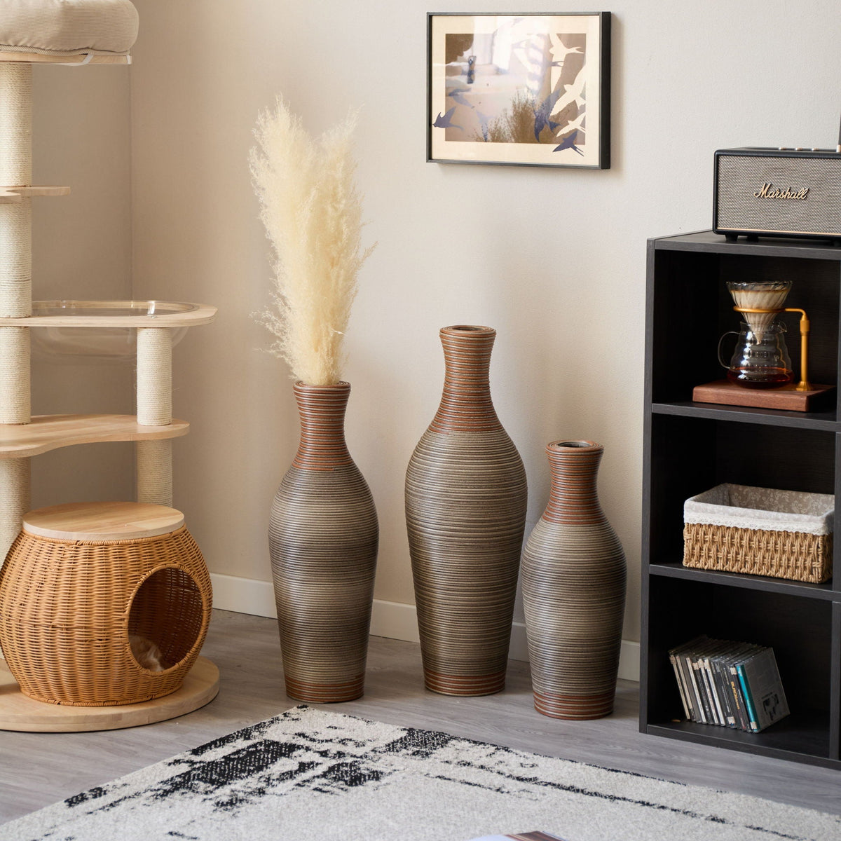Classic And Neat Floor Vase with High Independent Stand - Multiple Colors