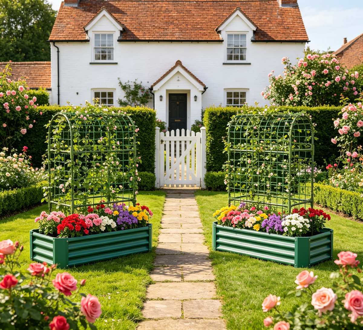 2-in-1 Raised Garden Bed with Trellis