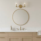 Regal Double Light Vanity With Clear Ribbed Satin - Antique Brass / Clear