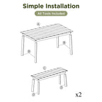 Acacia Wood 3-Piece Dining Set with Modern Grain - Natural Finish