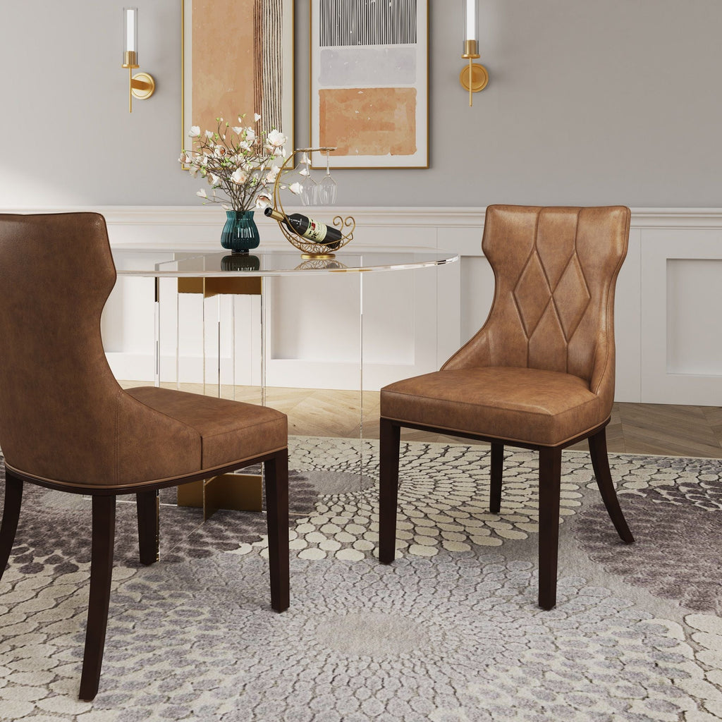 Reine Dining Chair Set of 2 with Solid Wood Frame and Classic Design - Multiple Colors