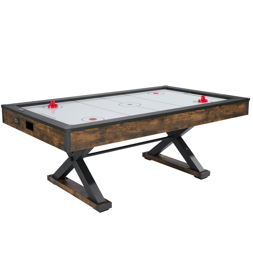 84-Inch Air Hockey Table with Electronic Scorer – Rustic MDF Finish