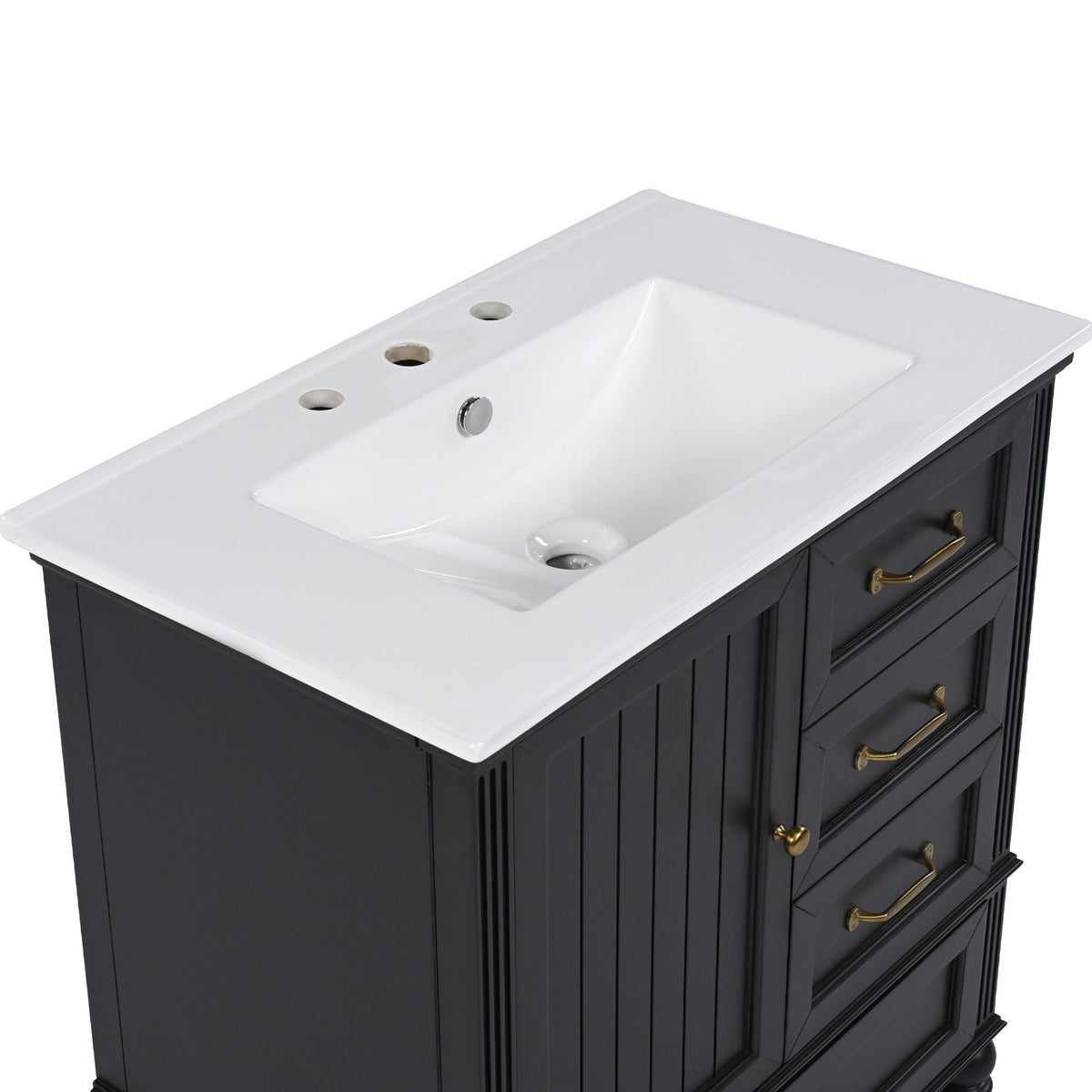 30" Bathroom Vanity with Sink and Soft-Close Drawers - White or Black