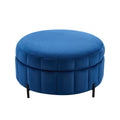 Upholstered Storage Ottoman with Reversible Lid - Channel Tufted Pumpkin Shape
