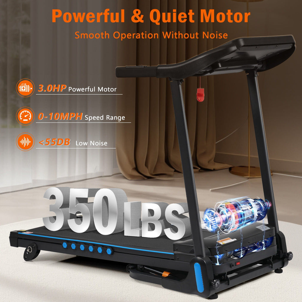 Incline Treadmill for Running & Walking with Hydraulic Folding - Black