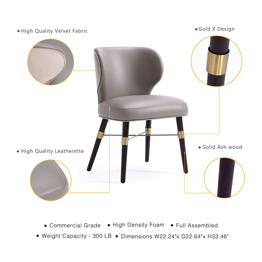 Strine Dining Chair with Wood Frame and Modern Upholstery - Available in Dark Gray or Blue