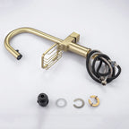 High Arc Pull Down Kitchen Faucet with Built-In Shelf - Pearl Silver or Gold