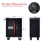 Double Door Multi-Function Tool Cart with Secure Storage - Black/Red