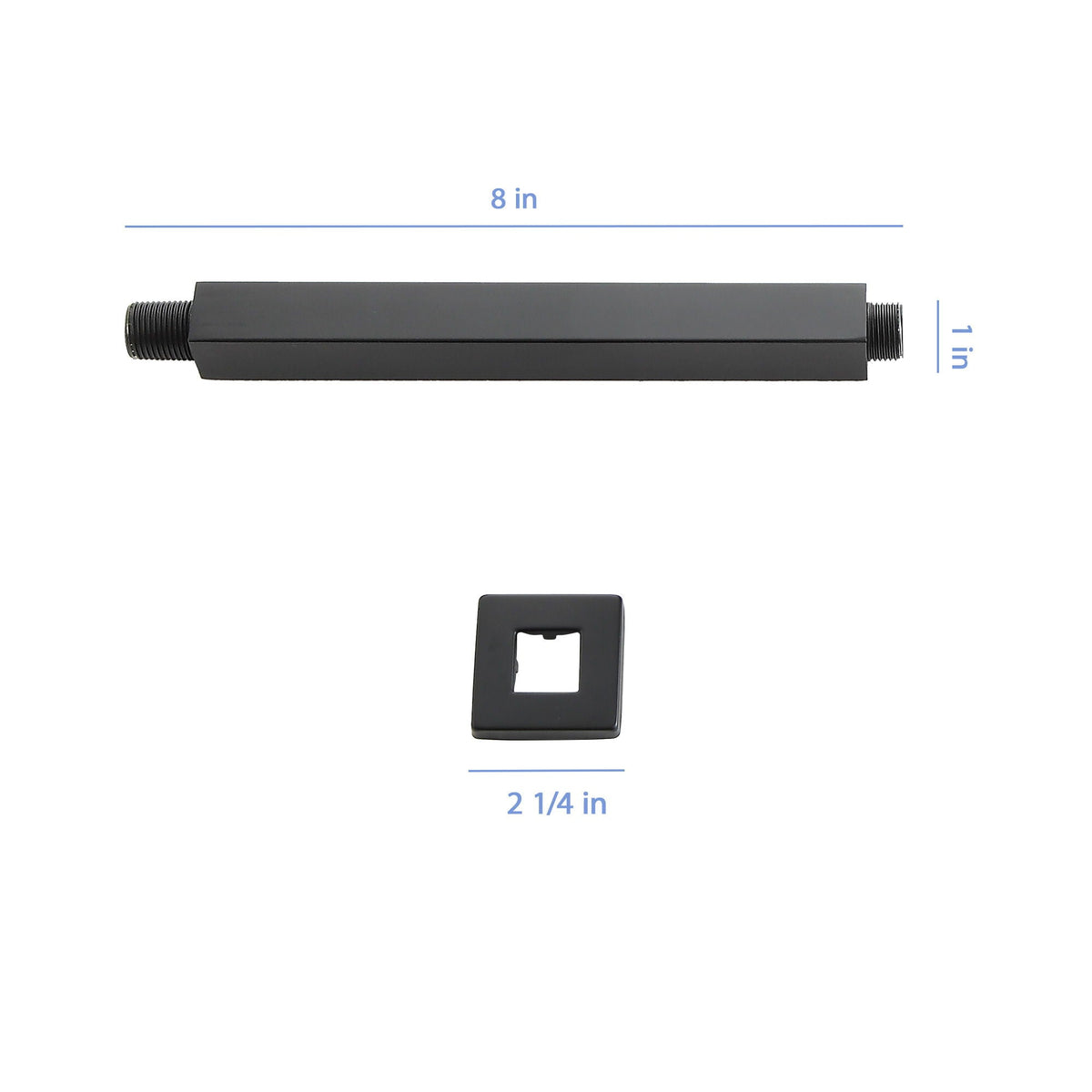 Premium 8" Ceiling Mounted Shower Arm with Flange - Black or Gray