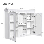 Wall-Mounted Medicine Cabinet with 2 Glass Doors and Adjustable Shelves - White