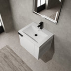 Modern Bathroom Vanity with Side Storage - Light Brown or White