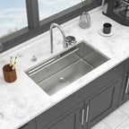 Undermount Stainless Steel Kitchen Sink with Pull Down Faucet & Ledge Workstation - Gray or Black