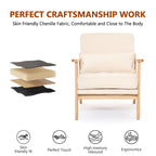 Living Room Chair with Lumbar Pillow and Solid Wood Frame - Dark Gray, Dark Green, Beige