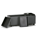 Avalon Upholstered Storage Ottoman with Flip-Over Serving Trays - Multiple Colors