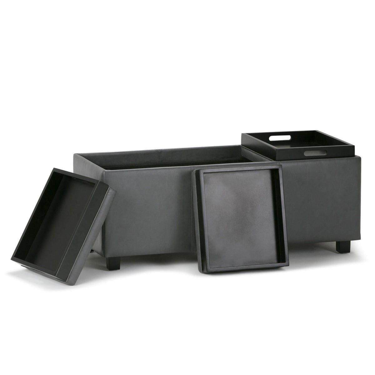 Avalon Upholstered Storage Ottoman with Flip-Over Serving Trays - Multiple Colors