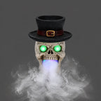 LED Light-Up Skull with Mist Maker - Resin Halloween Decor