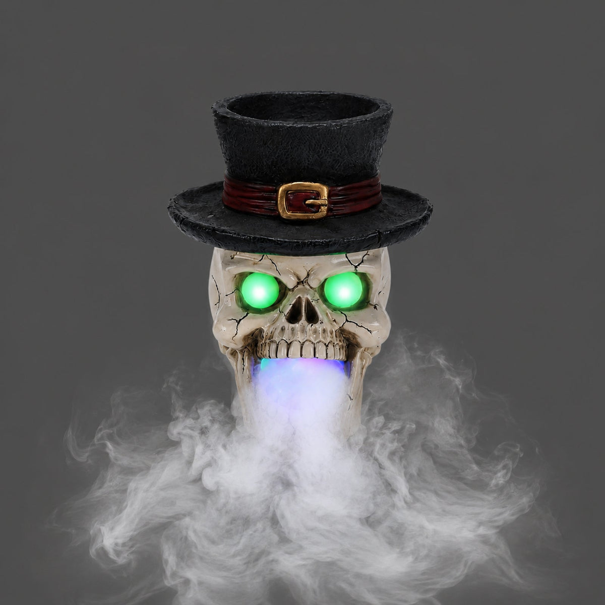 LED Light-Up Skull with Mist Maker - Resin Halloween Decor