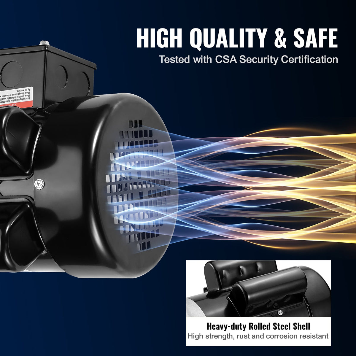 1.5HP Electric Motor with 3450 RPM and Reversible Rotation - Black