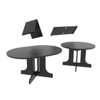Expandable Oval Farmhouse Dining Table with Removable Leaf and X-Shaped Base - Black