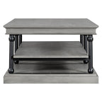 Wood Coffee Table with Storage Shelves - Black + Gray