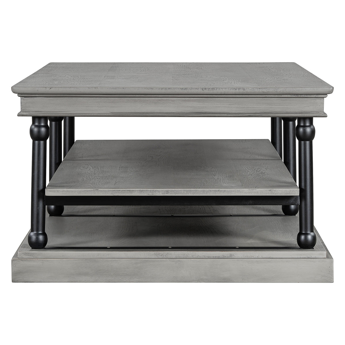 Wood Coffee Table with Storage Shelves - Black + Gray