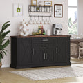 63" Farmhouse Barn Door Storage Cabinet with Drawers - Rustic MDF Sideboard