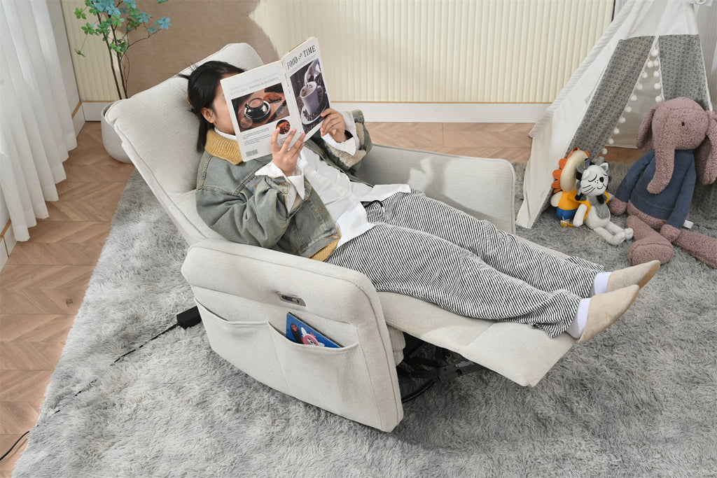 270° Power Swivel Rocker Recliner Chair, Light Gray