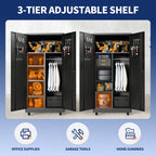 Rolling Metal Storage Locker Cabinet with Lockable Doors - Steel