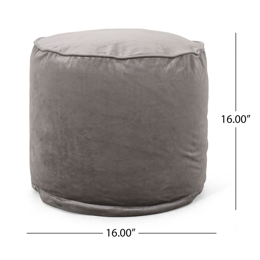 Cylinder Pouf Ottoman with Polystyrene Bead Filling - Dark Gray or Dark Brown