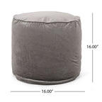 Cylinder Pouf Ottoman with Polystyrene Bead Filling - Dark Gray or Dark Brown
