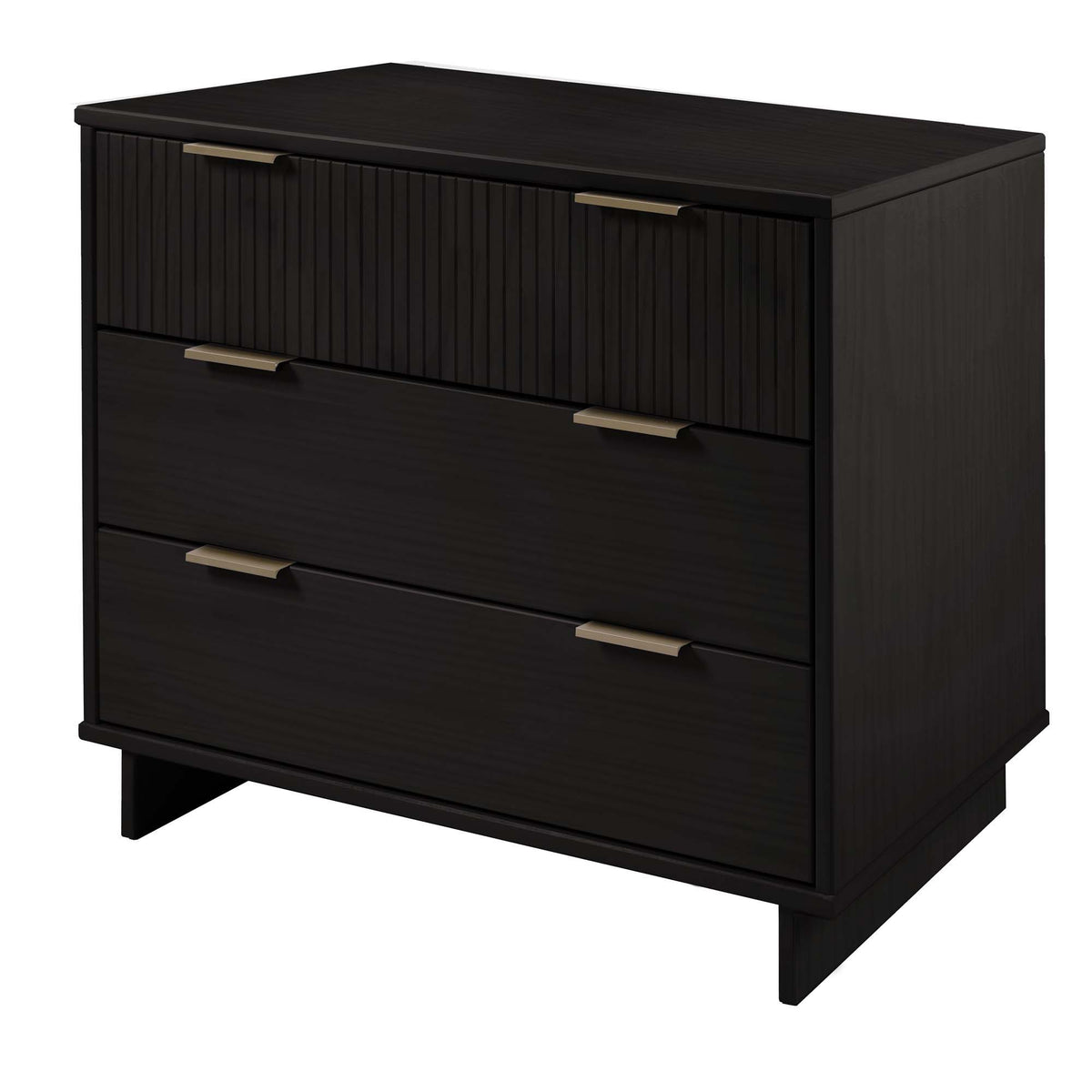 Solid Wood 3 Drawer Dresser with Ribbed Fronts - Multiple Colors