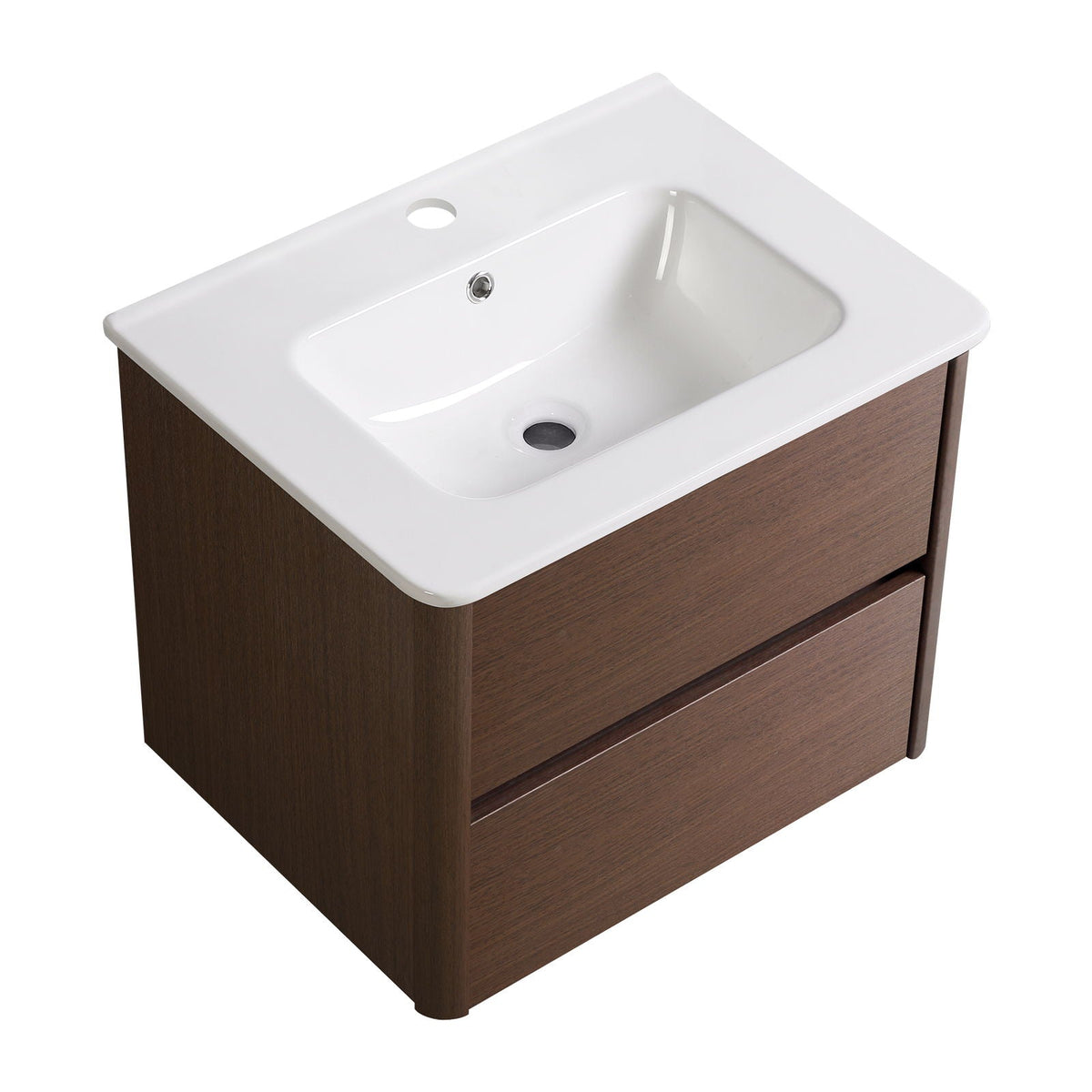 Wall Mounted Floating Bathroom Vanity with Sink and Cabinet - Dark Brown