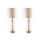 Clarity Glass Cylinder Table Lamp Set of 2 with Gold Accents - Glass/Gold