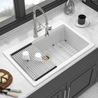 Granite Composite Quartz Kitchen Sink with Workstation - Drop In - Black or White