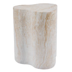 Organic Travertine-Look MGO Side Table with Weather Resistance - Neutral