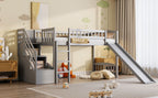 Loft Stairway Bed with Drawers and Convertible Ladder - Twin