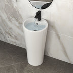 15" Pedestal Sink with Space Saving Design - White